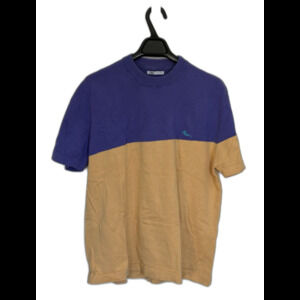 Zara Men's Purple Yellow Knit Crew Neck Short Sleeve Color Block size Medium